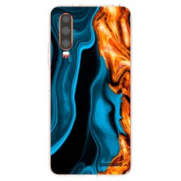 Átlátszó szilikon tok az alábbi mobiltelefonokra Huawei P30 - Gold blue