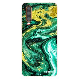 Átlátszó szilikon tok az alábbi mobiltelefonokra Huawei P30 - Green Gold