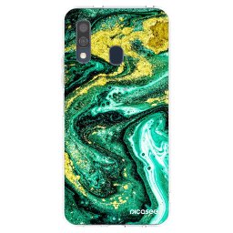 Átlátszó szilikon tok az alábbi mobiltelefonokra Samsung Galaxy A40 A405F - Green Gold