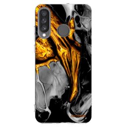 Átlátszó szilikon tok az alábbi mobiltelefonokra Huawei P30 Lite - Black Gold
