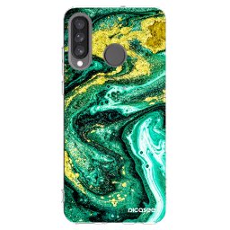 Átlátszó szilikon tok az alábbi mobiltelefonokra Huawei P30 Lite - Green Gold