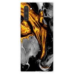 Átlátszó szilikon tok az alábbi mobiltelefonokra Samsung Galaxy Note 10 N970F - Black Gold