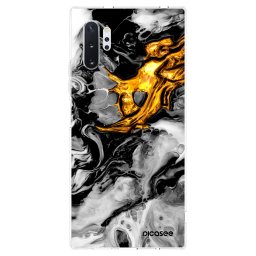 Átlátszó szilikon tok az alábbi mobiltelefonokra Samsung Galaxy Note 10+ N975F - Black Gold 2