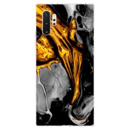 Átlátszó szilikon tok az alábbi mobiltelefonokra Samsung Galaxy Note 10+ N975F - Black Gold