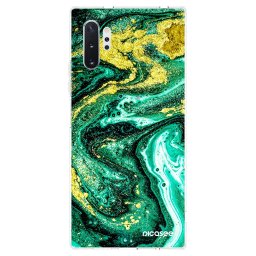 Átlátszó szilikon tok az alábbi mobiltelefonokra Samsung Galaxy Note 10+ N975F - Green Gold
