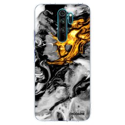 Átlátszó szilikon tok az alábbi mobiltelefonokra Xiaomi Redmi Note 8 Pro - Black Gold 2