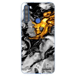 Átlátszó szilikon tok az alábbi mobiltelefonokra Xiaomi Redmi Note 8T - Black Gold 2