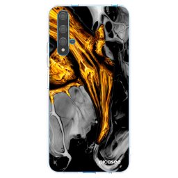 Átlátszó szilikon tok az alábbi mobiltelefonokra Huawei Nova 5T - Black Gold