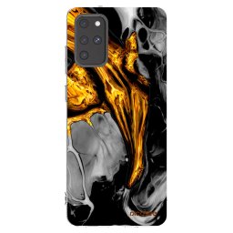 Átlátszó szilikon tok az alábbi mobiltelefonokra Samsung Galaxy S20+ G985F - Black Gold
