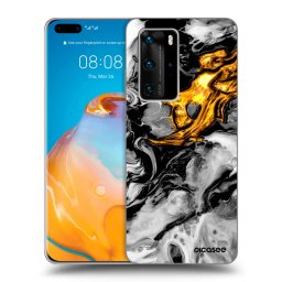 Átlátszó szilikon tok az alábbi mobiltelefonokra Huawei P40 Pro - Black Gold 2