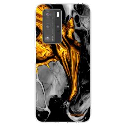 Átlátszó szilikon tok az alábbi mobiltelefonokra Huawei P40 Pro - Black Gold