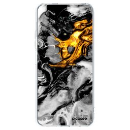 Átlátszó szilikon tok az alábbi mobiltelefonokra Xiaomi Redmi Note 9 Pro - Black Gold 2