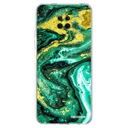 Átlátszó szilikon tok az alábbi mobiltelefonokra Xiaomi Redmi Note 9 Pro - Green Gold