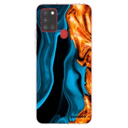Átlátszó szilikon tok az alábbi mobiltelefonokra Samsung Galaxy A21s - Gold blue