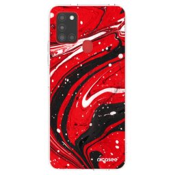 Átlátszó szilikon tok az alábbi mobiltelefonokra Samsung Galaxy A21s - Red black
