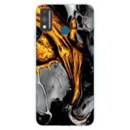 Átlátszó szilikon tok az alábbi mobiltelefonokra Honor 9X Lite - Black Gold