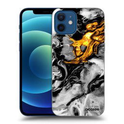 Átlátszó szilikon tok az alábbi mobiltelefonokra Apple iPhone 12 - Black Gold 2