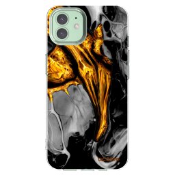 Átlátszó szilikon tok az alábbi mobiltelefonokra Apple iPhone 12 - Black Gold