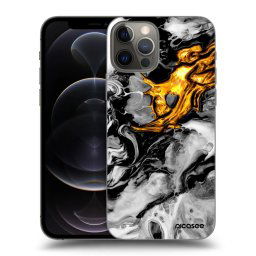 Átlátszó szilikon tok az alábbi mobiltelefonokra Apple iPhone 12 Pro - Black Gold 2