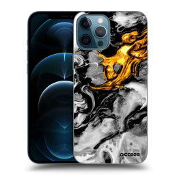 Átlátszó szilikon tok az alábbi mobiltelefonokra Apple iPhone 12 Pro Max - Black Gold 2