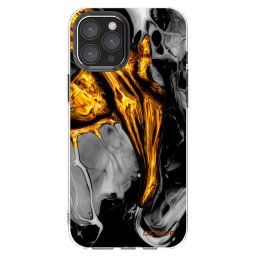 Átlátszó szilikon tok az alábbi mobiltelefonokra Apple iPhone 12 Pro Max - Black Gold