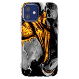 Átlátszó szilikon tok az alábbi mobiltelefonokra Apple iPhone 12 mini - Black Gold