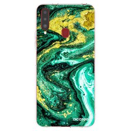 Átlátszó szilikon tok az alábbi mobiltelefonokra Samsung Galaxy A20s - Green Gold