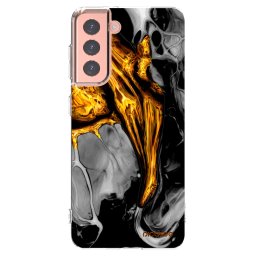 Átlátszó szilikon tok az alábbi mobiltelefonokra Samsung Galaxy S21 5G G991B - Black Gold