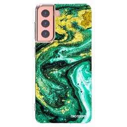 Átlátszó szilikon tok az alábbi mobiltelefonokra Samsung Galaxy S21 5G G991B - Green Gold