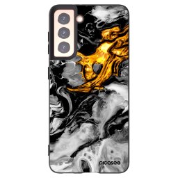 Fekete szilikon tok az alábbi mobiltelefonokra Samsung Galaxy S21 5G G991B - Black Gold 2