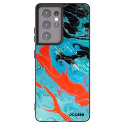 Fekete szilikon tok az alábbi mobiltelefonokra Samsung Galaxy S21 Ultra 5G G998B - Blue Magma