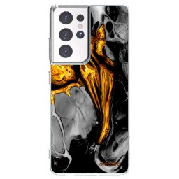 Átlátszó szilikon tok az alábbi mobiltelefonokra Samsung Galaxy S21 Ultra 5G G998B - Black Gold