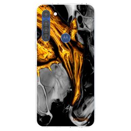 Átlátszó szilikon tok az alábbi mobiltelefonokra Motorola Moto G8 - Black Gold