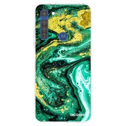 Átlátszó szilikon tok az alábbi mobiltelefonokra Motorola Moto G8 - Green Gold