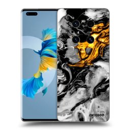 Átlátszó szilikon tok az alábbi mobiltelefonokra Huawei Mate 40 Pro - Black Gold 2