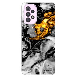 Átlátszó szilikon tok az alábbi mobiltelefonokra Samsung Galaxy A32 5G A326B - Black Gold 2