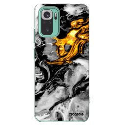 Átlátszó szilikon tok az alábbi mobiltelefonokra Xiaomi Redmi Note 10 Pro - Black Gold 2