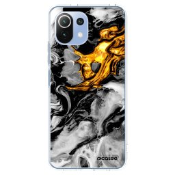 Átlátszó szilikon tok az alábbi mobiltelefonokra Xiaomi Mi 11 Lite - Black Gold 2