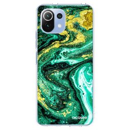 Átlátszó szilikon tok az alábbi mobiltelefonokra Xiaomi Mi 11 Lite - Green Gold