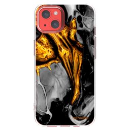 Átlátszó szilikon tok az alábbi mobiltelefonokra Apple iPhone 13 - Black Gold