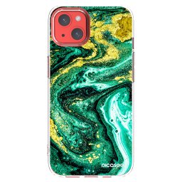Átlátszó szilikon tok az alábbi mobiltelefonokra Apple iPhone 13 - Green Gold