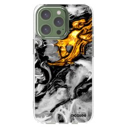 Átlátszó szilikon tok az alábbi mobiltelefonokra Apple iPhone 13 Pro - Black Gold 2