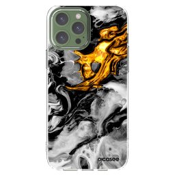 Átlátszó szilikon tok az alábbi mobiltelefonokra Apple iPhone 13 Pro Max - Black Gold 2