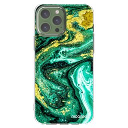Átlátszó szilikon tok az alábbi mobiltelefonokra Apple iPhone 13 Pro Max - Green Gold