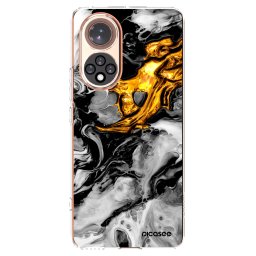 Átlátszó szilikon tok az alábbi mobiltelefonokra Huawei Nova 9 - Black Gold 2