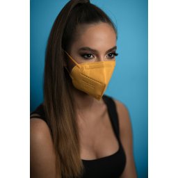 Jada 7-rétegű FFP3 CE 0370 szelep nélküli fülpántos sárga maszk - 20 db - sárga