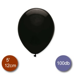 Pasztel, fekete lufi, 100 db, 12cm