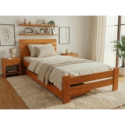 PARIS magasított ágy 90x200 cm, égerfa Ágyrács: Léces ágyrács, Matrac: Sommera 18 cm matrac