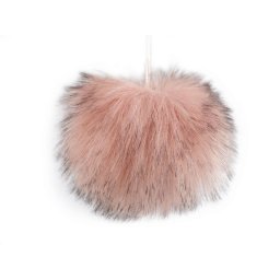 Műszőrme bojt, pompon, Ø8cm, 750525, rózsaszín fekete spriccelt