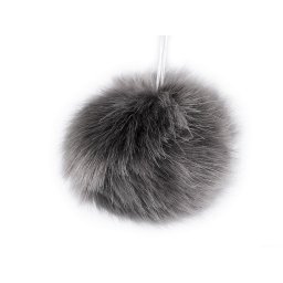 Műszőrme bojt, pompon, Ø9cm, 750526, szürkés